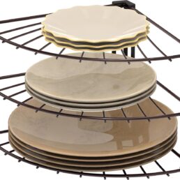 Simple Houseware 3-Tier Corner Shelf Plate Rack Organizer
