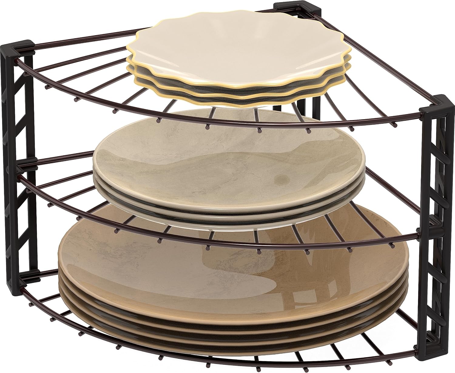 Simple Houseware 3-Tier Corner Shelf Plate Rack Organizer