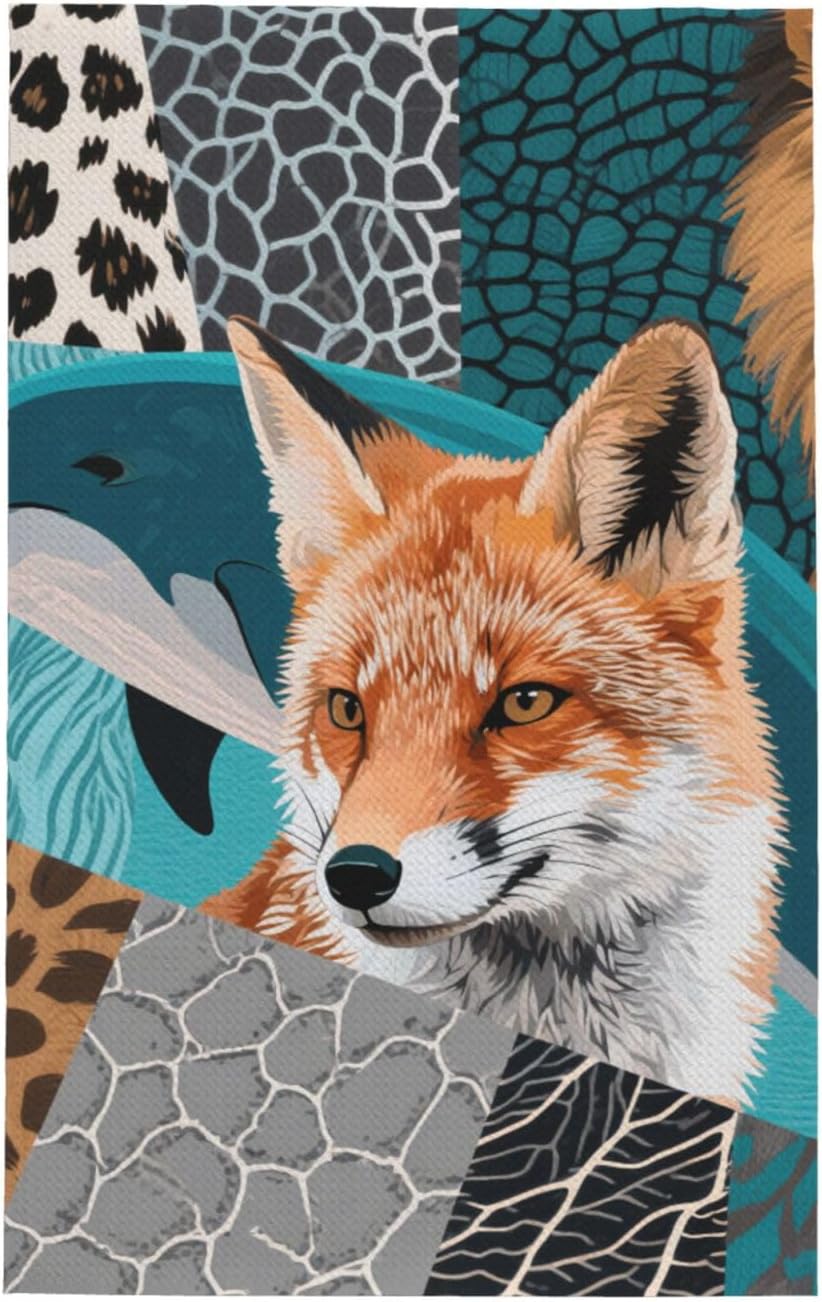 Microfiber Kitchen Towels – Animal Texture Fox Soft Absorbent Quick Drying Dish Towel