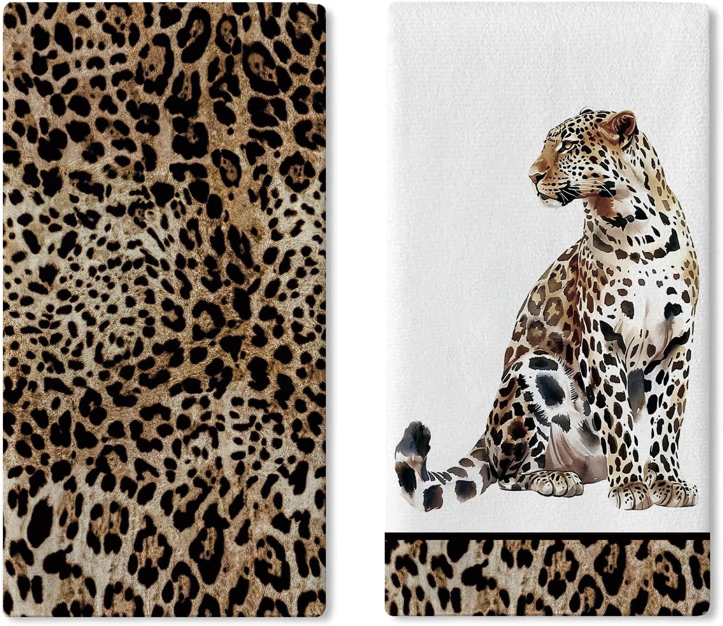Leopard Print Kitchen Dish Towels Set of 2