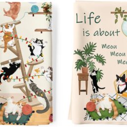 Cute Cat Tea Towels, Cotton Kitchen Towel 18.9 × 27.5 inch