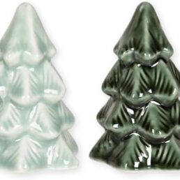 The Bridge Collection 3" Green Christmas Pine Tree Salt and Pepper Shakers