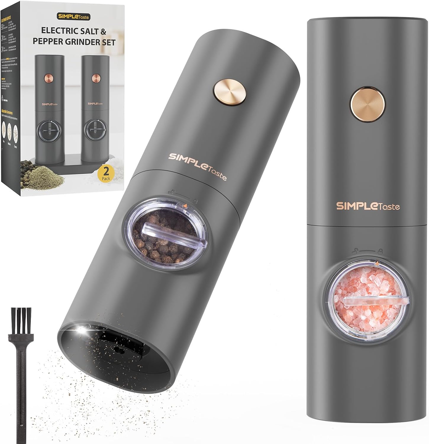 SIMPLETASTE Electric Salt and Pepper Grinder Set