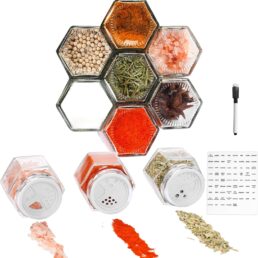 Set of 10 Magnetic Spice Jars for Refrigerator