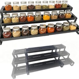 3-Tier Spice Rack Organizer for Cabinet, Adjustable Tiered Spice Shelf