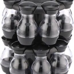 Rotating Spice Rack, 2 Layers Spice Organizer Storage with 16 Jar Bottles