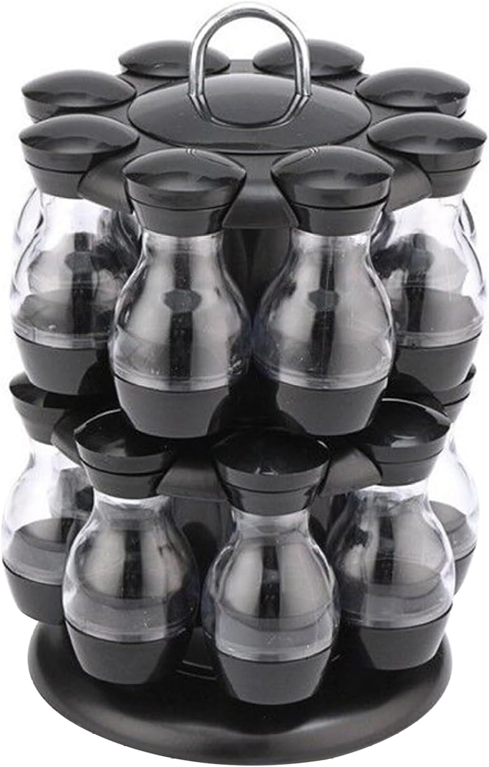 Rotating Spice Rack, 2 Layers Spice Organizer Storage with 16 Jar Bottles