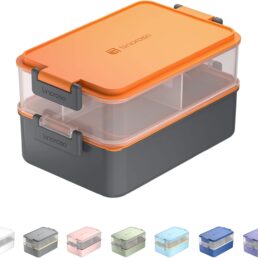 linoroso Stackable 2-Tier Adult Bento Box, 4 Compartments