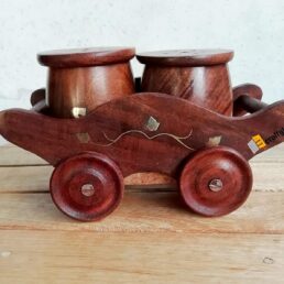 Wooden Handmade Trolley Shaped (Brass) Set