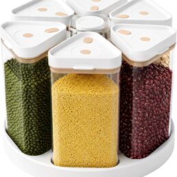 Rotating Grain Dispenser with Manual Vacuum Pump Vacuum-Storage Canister