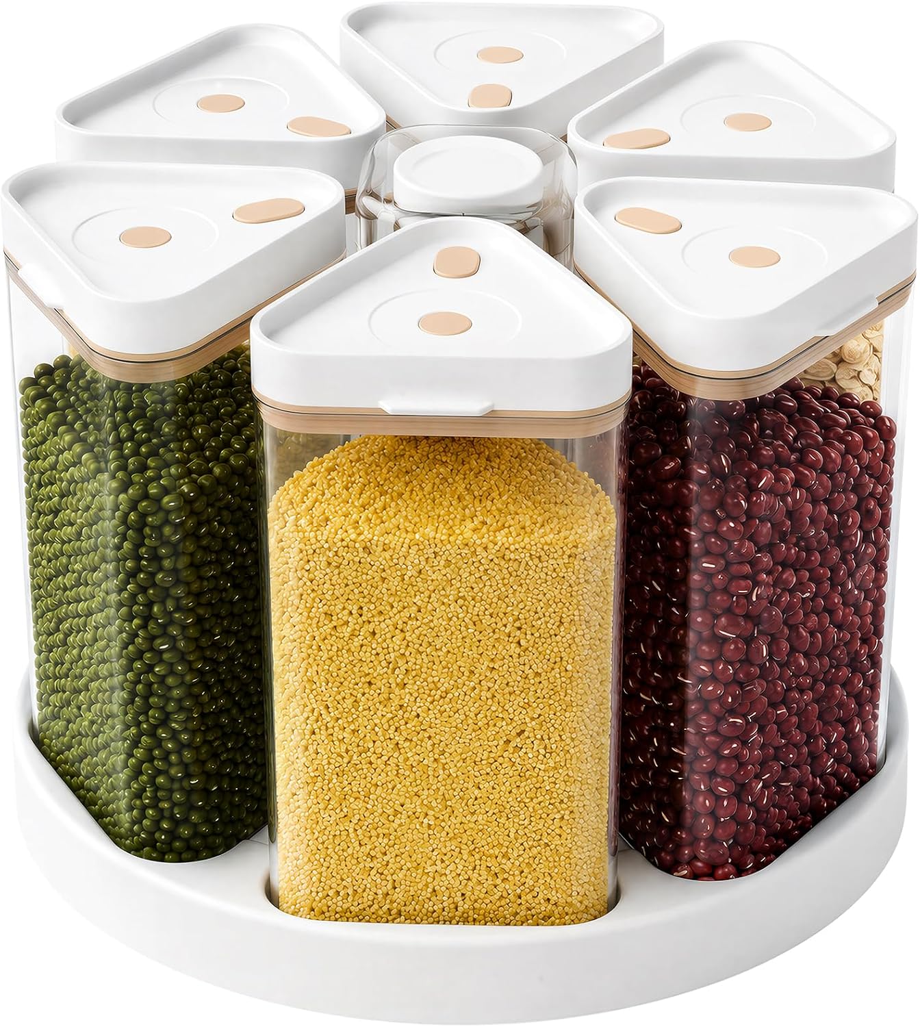 Rotating Grain Dispenser with Manual Vacuum Pump Vacuum-Storage Canister