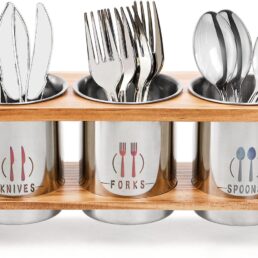 Lyellfe Silverware Holder for Countertop, Stainless Steel