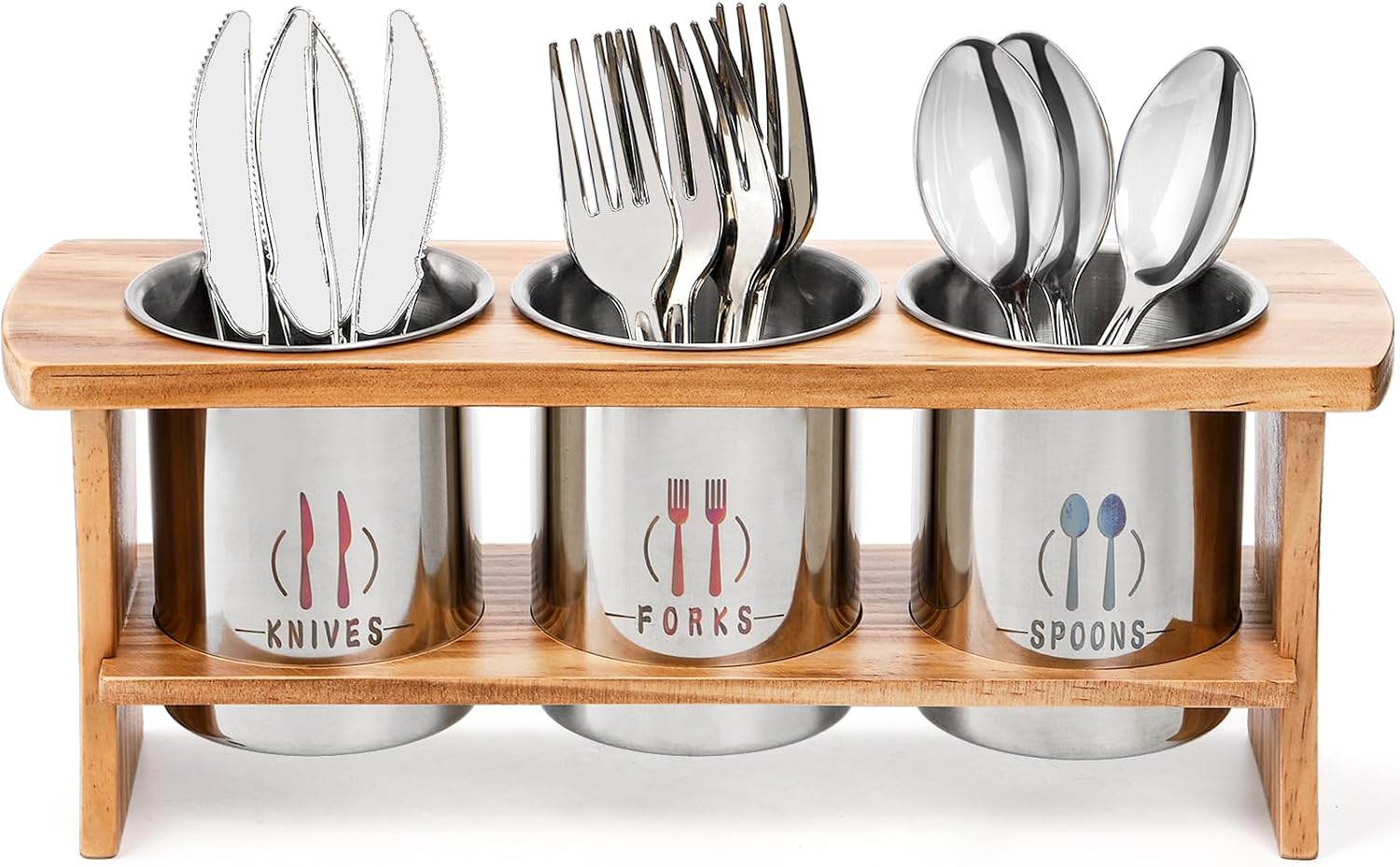 Lyellfe Silverware Holder for Countertop, Stainless Steel
