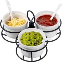 MyGift 10 Pc Set Ceramic Ramekin Condiment Dip Bowl