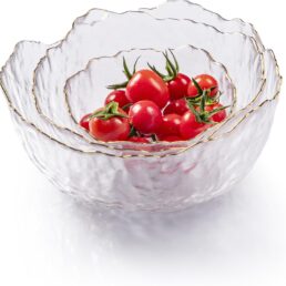 3-Piece Glass Bowl Set with Gold Rim