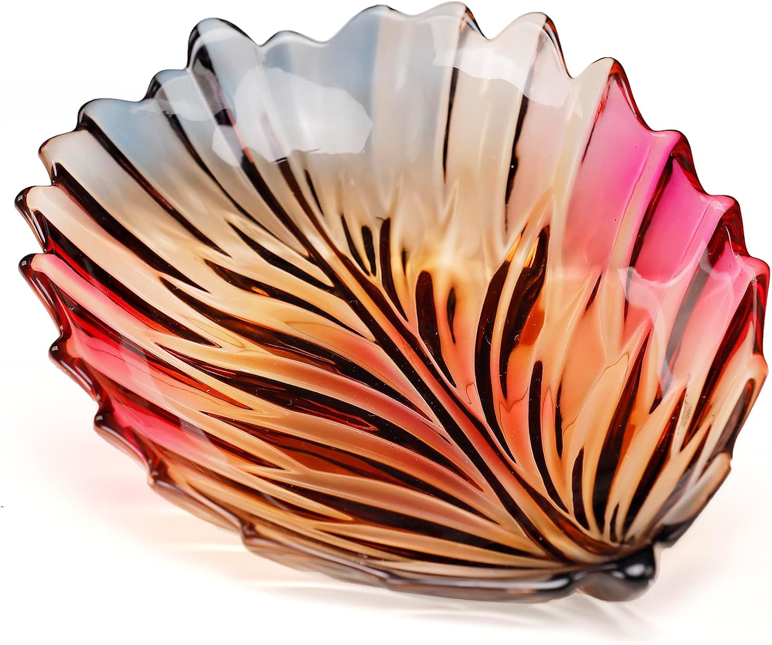 MAGCOLOR Creative Colorful Hand painted Crystal Glass Leaf-shaped Decorative Bowl
