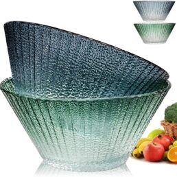 Large Glass Salad Bowls Set 2