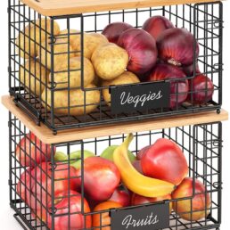 2 Pack Stackable Wire Baskets