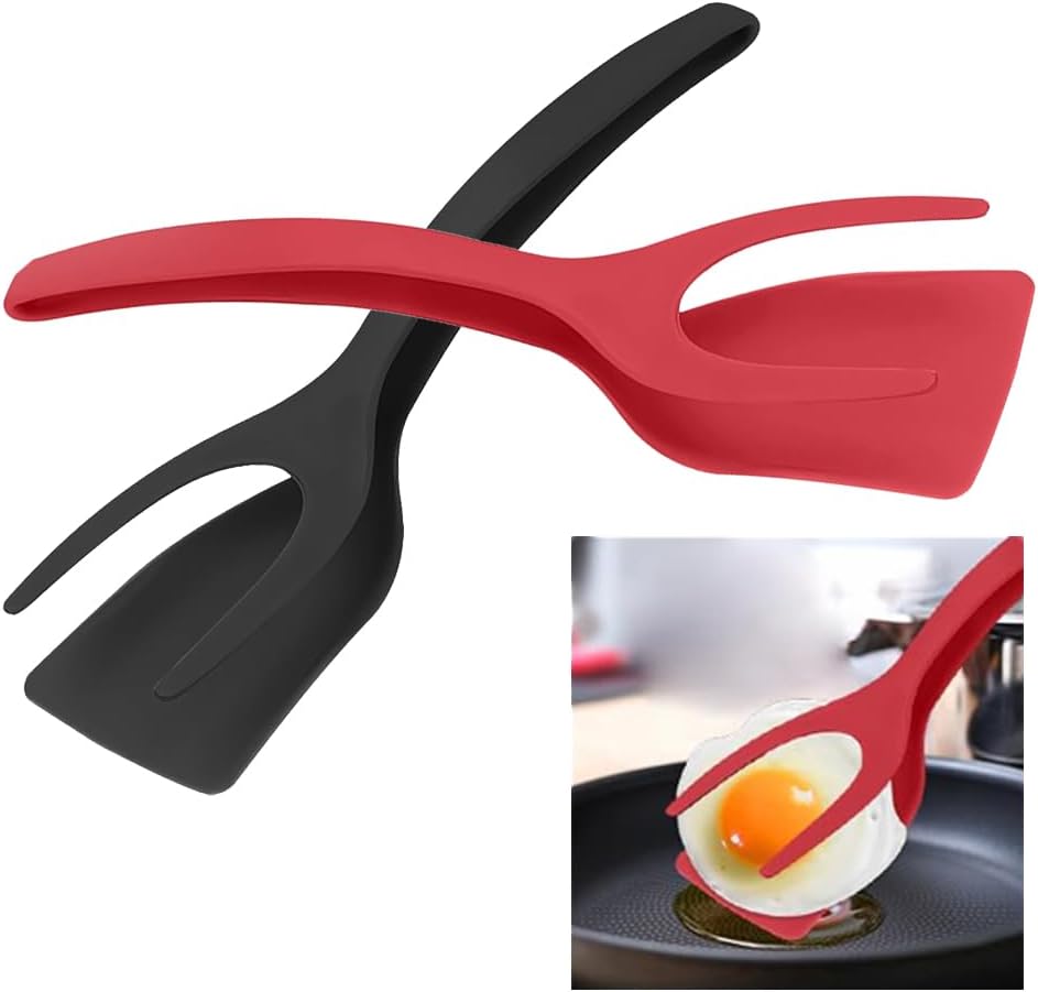2Pack 2 in 1 Grip and Flip Spatula Tongs
