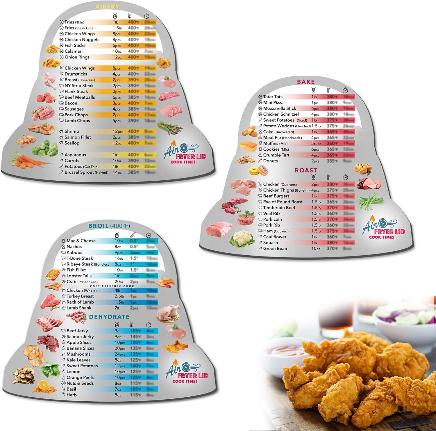 Air Fryer Magnetic Cheat Sheet Set