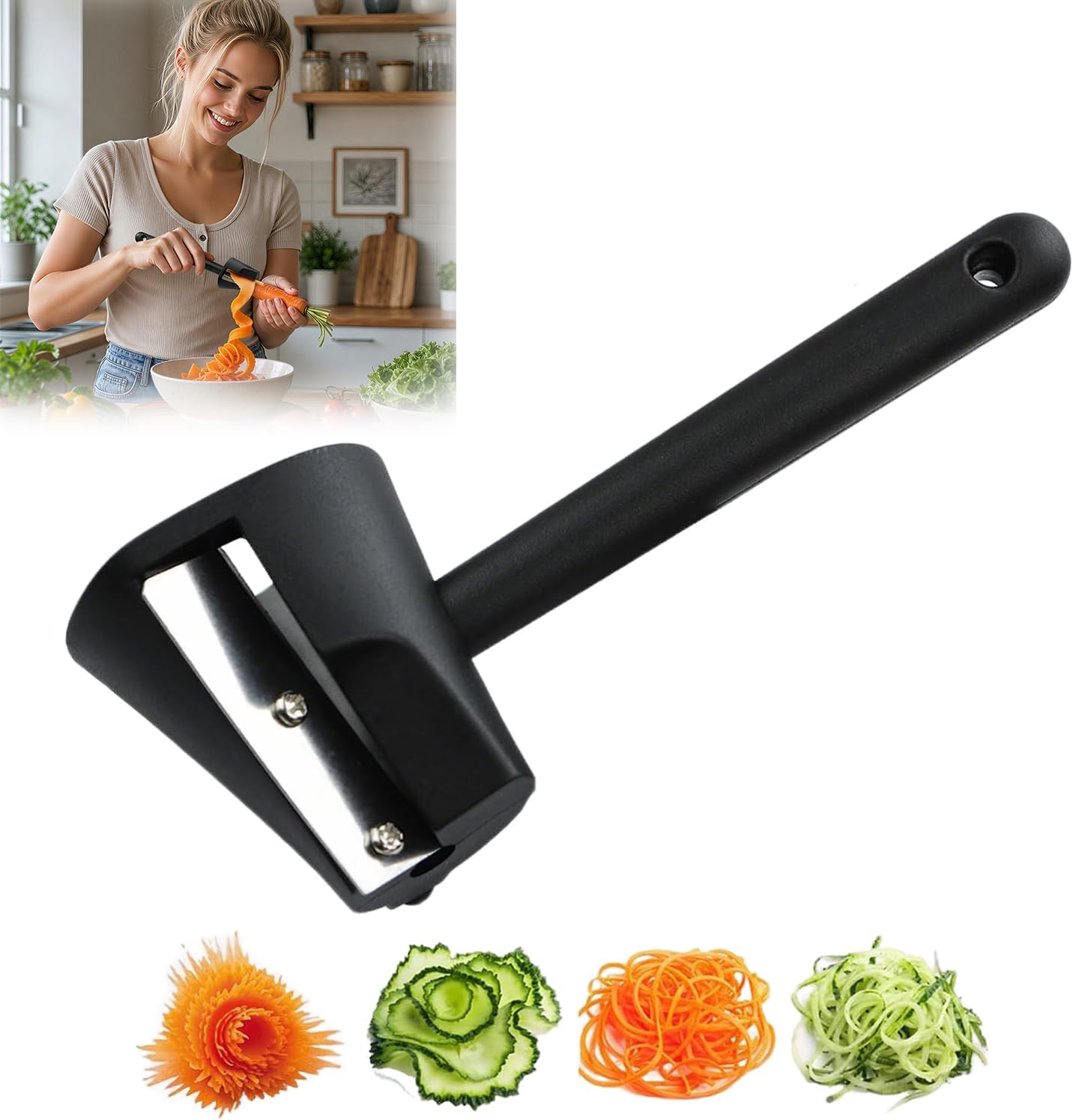 2 Pcs Carrot Curler Tool, Black Spiral Shredder Slicer