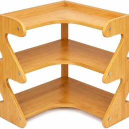 3-Tier Bamboo Corner Spice Rack for Kitchen Countertop Storage