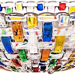Hand Painted Colorful Woven Glass Crystal Salad & Fruit Bowl