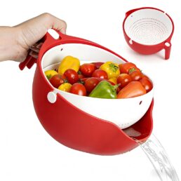 Rotatable Colander with Wash Bowl