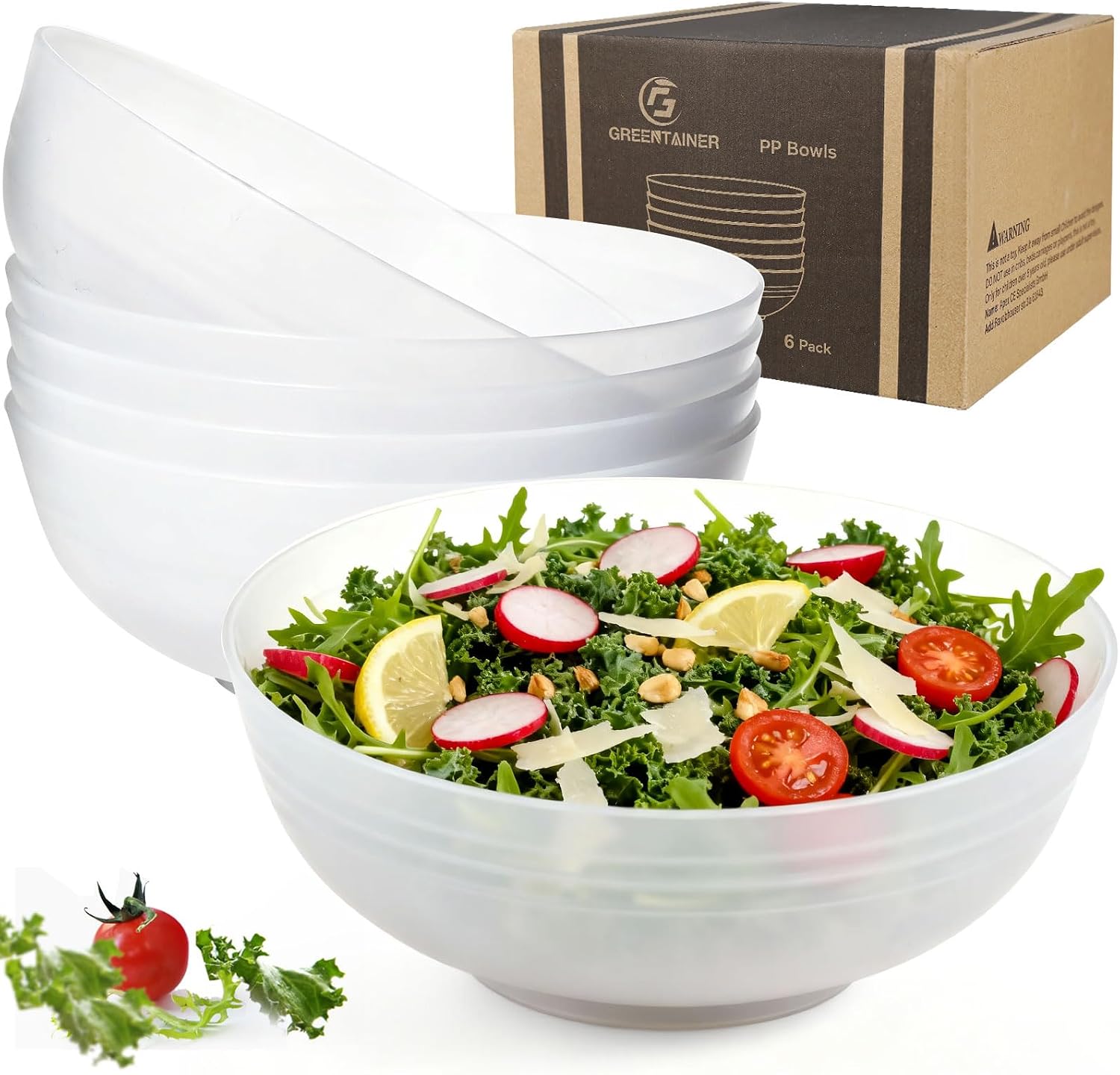 Greentainer 76oz Unbreakable Salad Bowls Set of 6