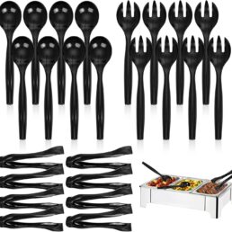 Supernal 36pcs Black Plastic Serving Utensils Set
