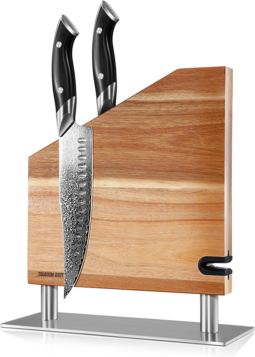 DRAGON RIOT Magnetic Knife Block, Acacia Wood Magnetic Knife Holder
