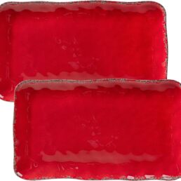 Red Porcelain Serving Tray