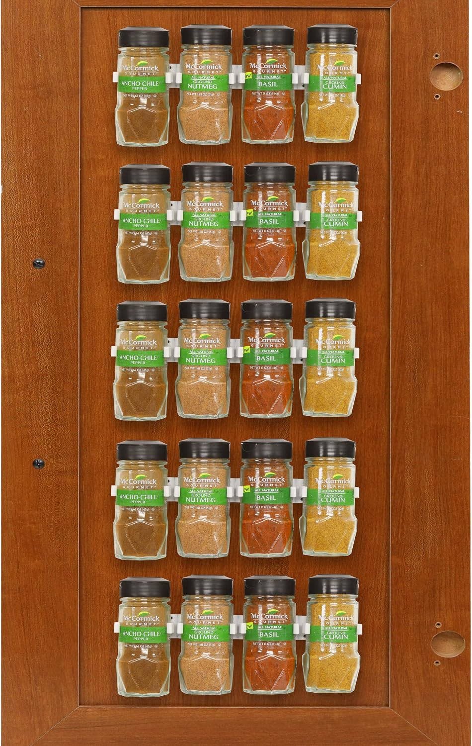 SimpleHouseware Spice Gripper Clips Strips Cabinet Holder – 4 Strips, Holds 20 Jars, White