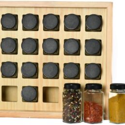 The Rack Co. 24 spice jars counter top wood cabinet