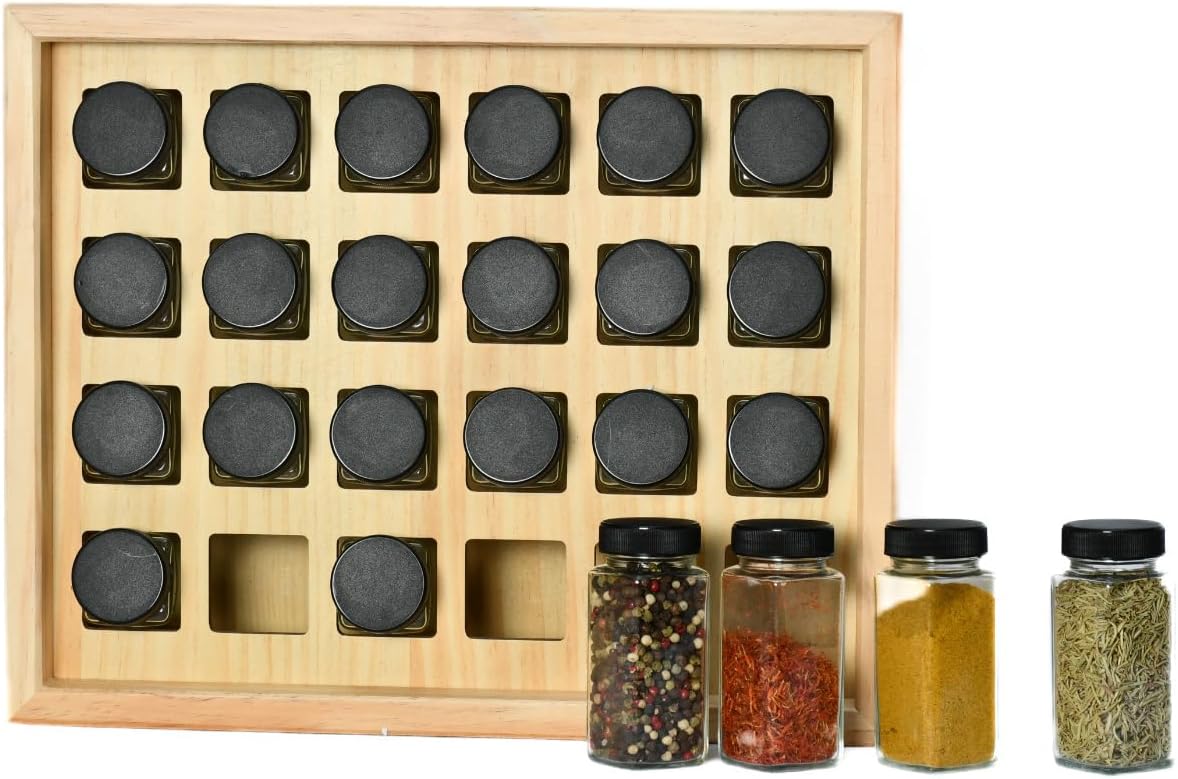 The Rack Co. 24 spice jars counter top wood cabinet