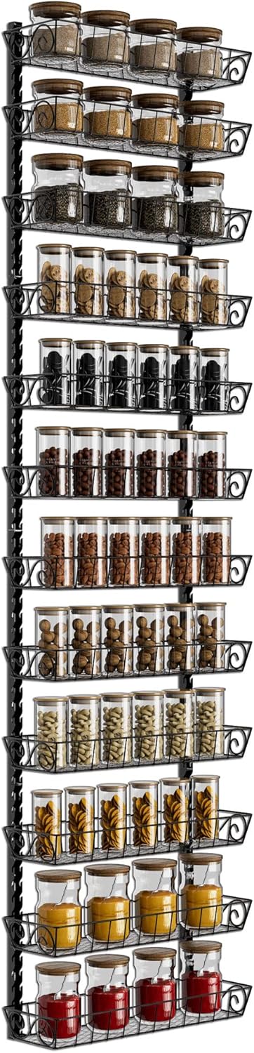SWOMMOLY Adjustable Wall Mount Spice Rack Organizer