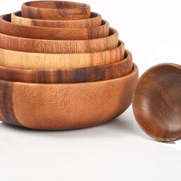 8 piece wooden salad bowl