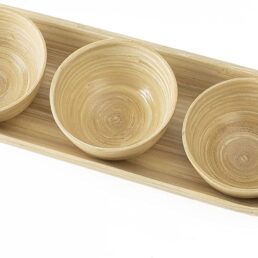 Bamboo Bowls With Serving Tray