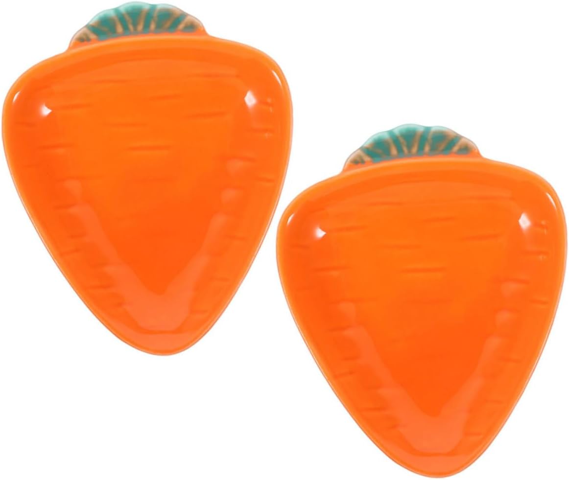 2pcs Ceramic Carrot Shape Condiment Dish