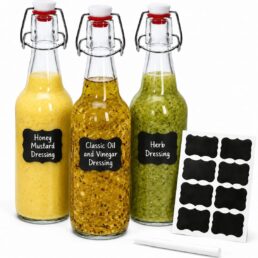 Glass Salad Dressing Shaker Bottle, 3 Pack