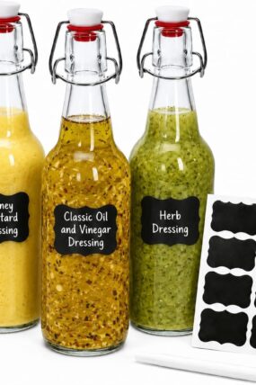 Glass Salad Dressing Shaker Bottle, 3 Pack