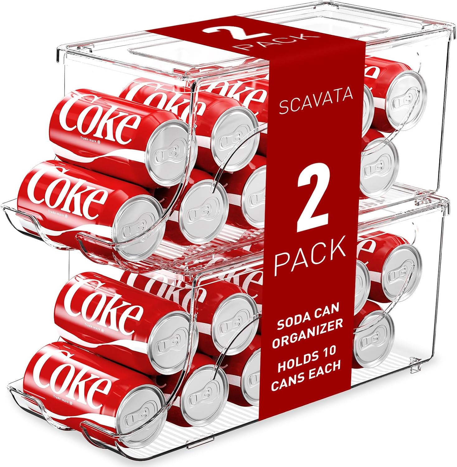 SCAVATA 2 Pack Stackable Refrigerator Organizer