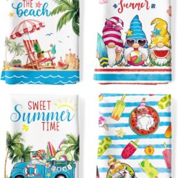 Summer Beach Gnome Tea Towels