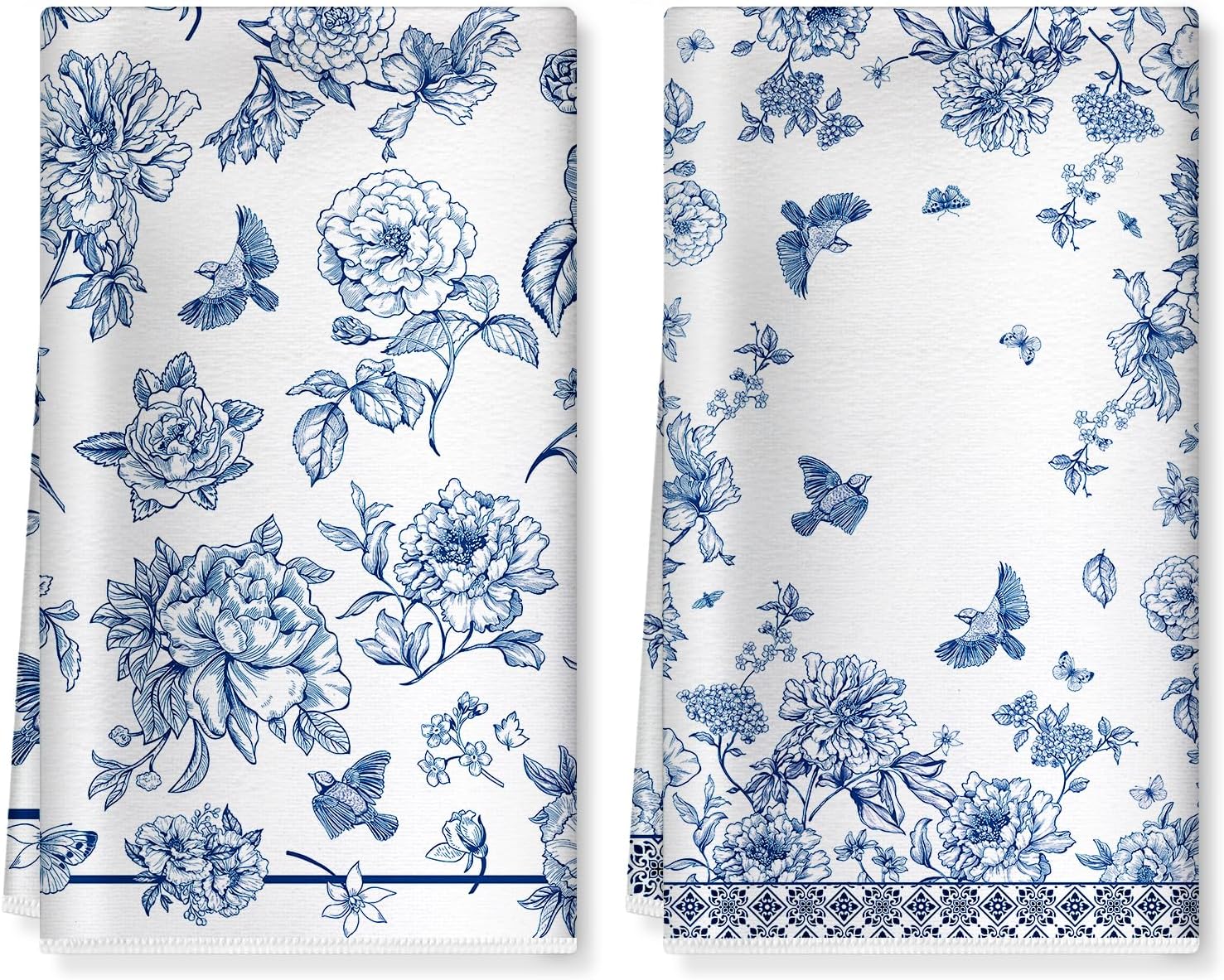 Chinoiserie Floral Bird Microfiber Kitchen Towels