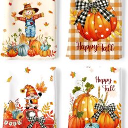 Fall Thanksgiving Gnome Pumpkin Tea Towels
