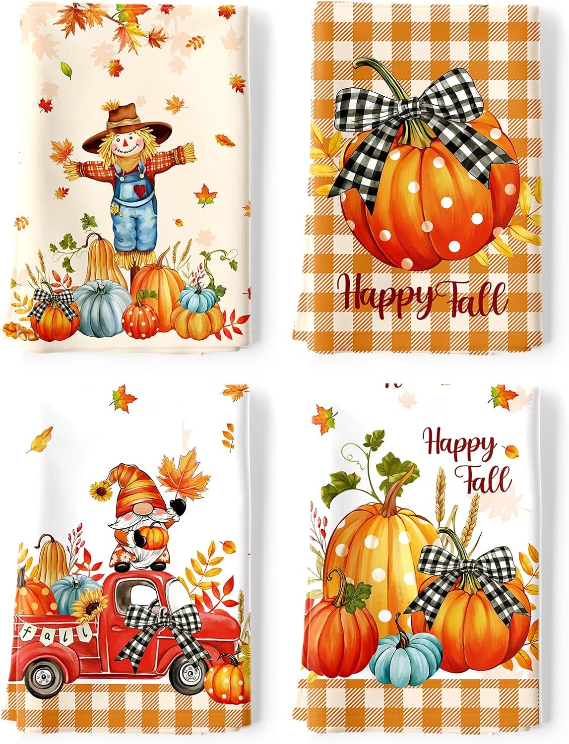 Fall Thanksgiving Gnome Pumpkin Tea Towels
