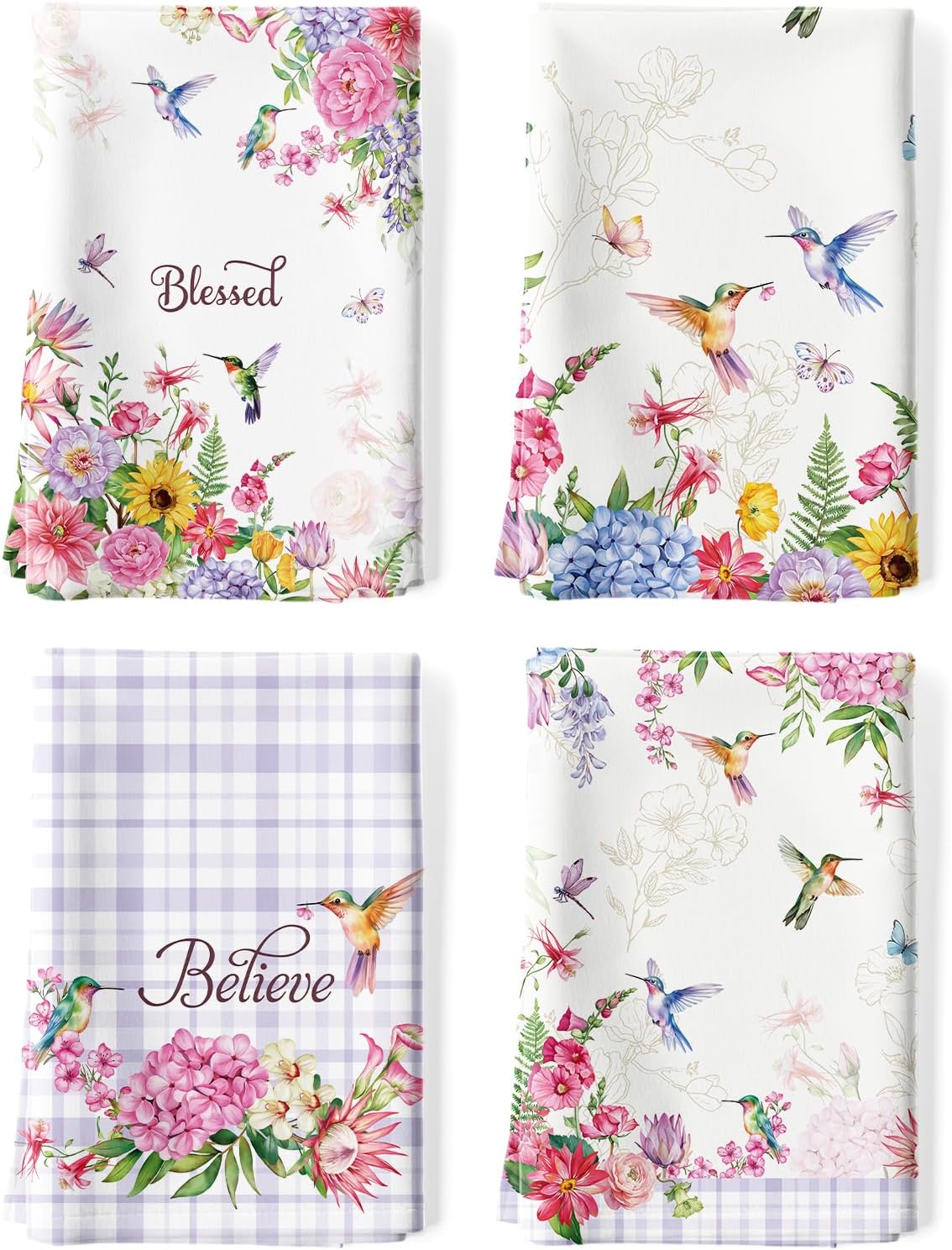 Spring Summer Bird Floral Tea Towels