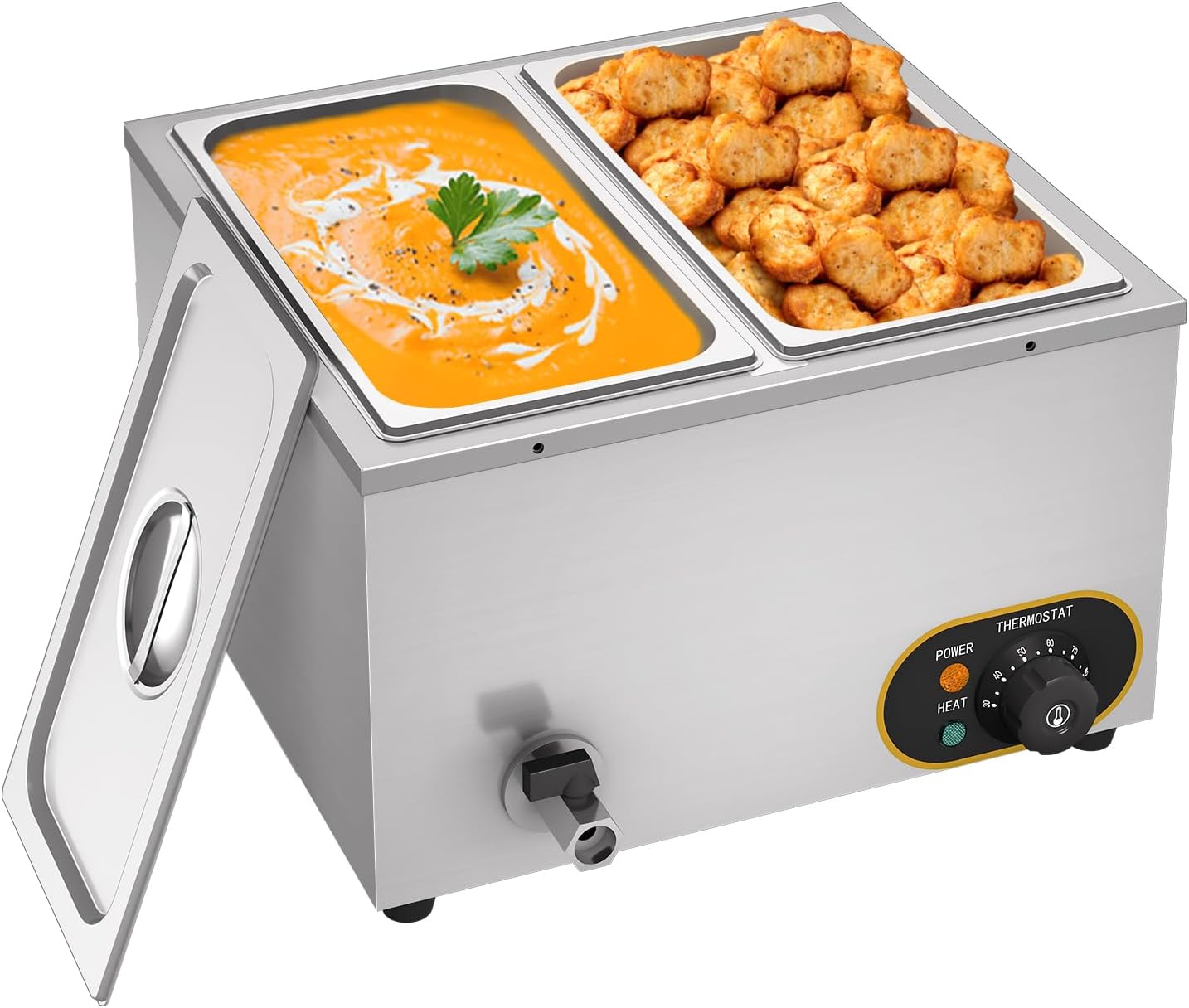 2 Pans Commercial Food Warmer Buffet Bain Marie Steam Table