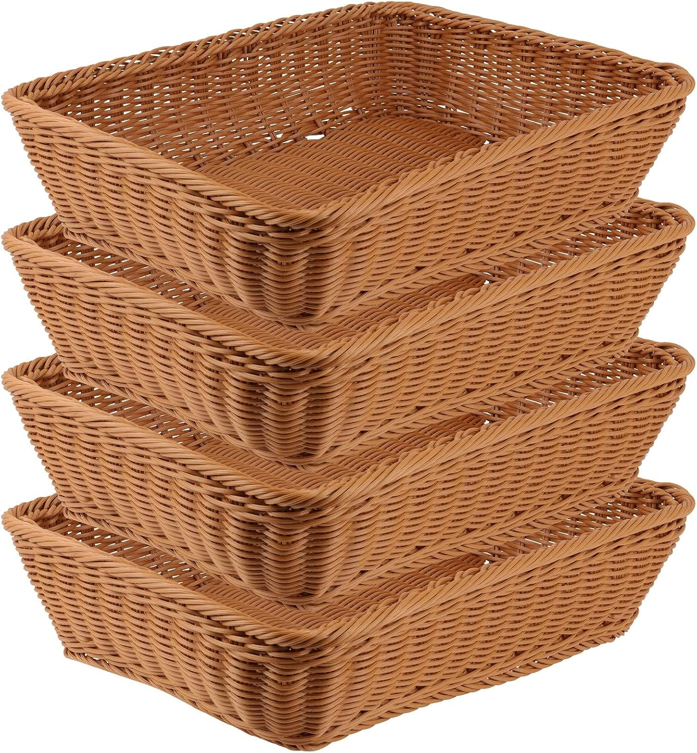 MUKCHAP 4 Pack 11.8 Inches Poly Wicker Woven Bread Baskets