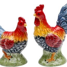 ATD 61828 2.5" Multicolored Chicken and Rooster Salt and Pepper Set